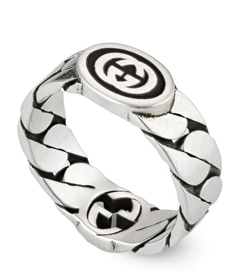 gucci gatto silver ring|interlocking g ring in silver.